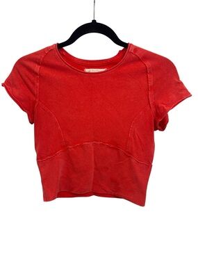 We The Free rust Red/orange Short Sleeve Crop Top